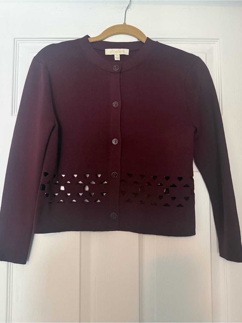 Etcetera Burgundy Button-Front Knit Cardigan Size XS Brand New!!